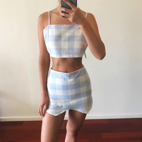 Couturial Tops - Lavender Gingham crop top/skort SET